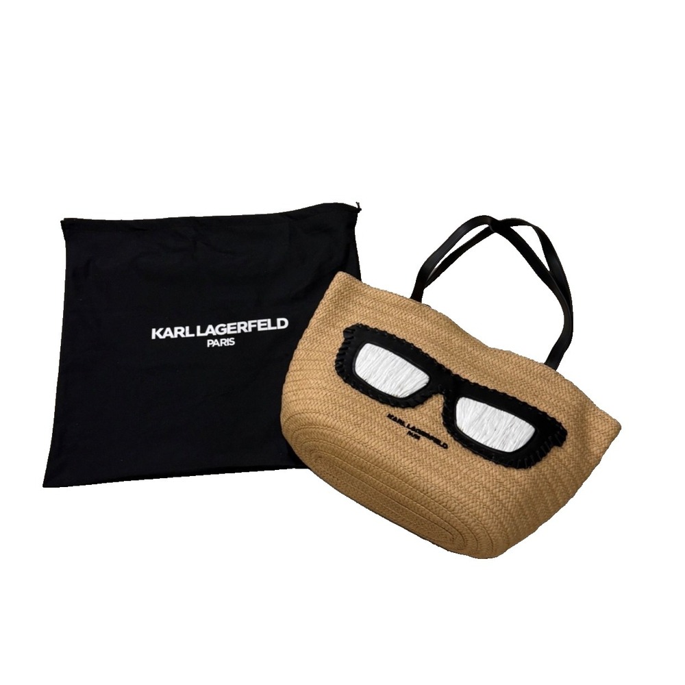 Karl Lagerfeld Paris‎ Straw Beach Bag Sunglass Logo New in Dust Bag (orig $178)
